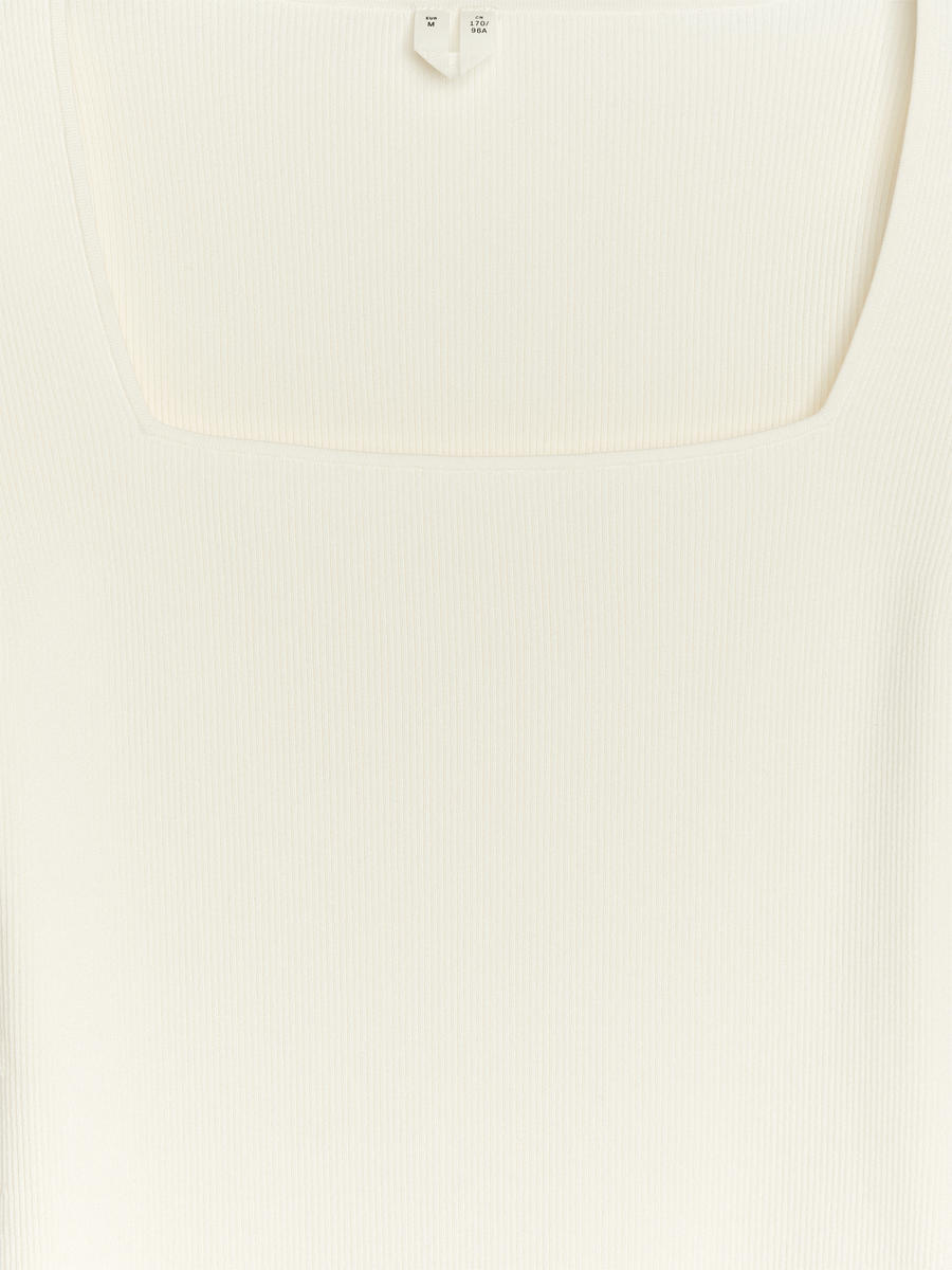 Square-Neck Rib Top-#F4F3E9-13291