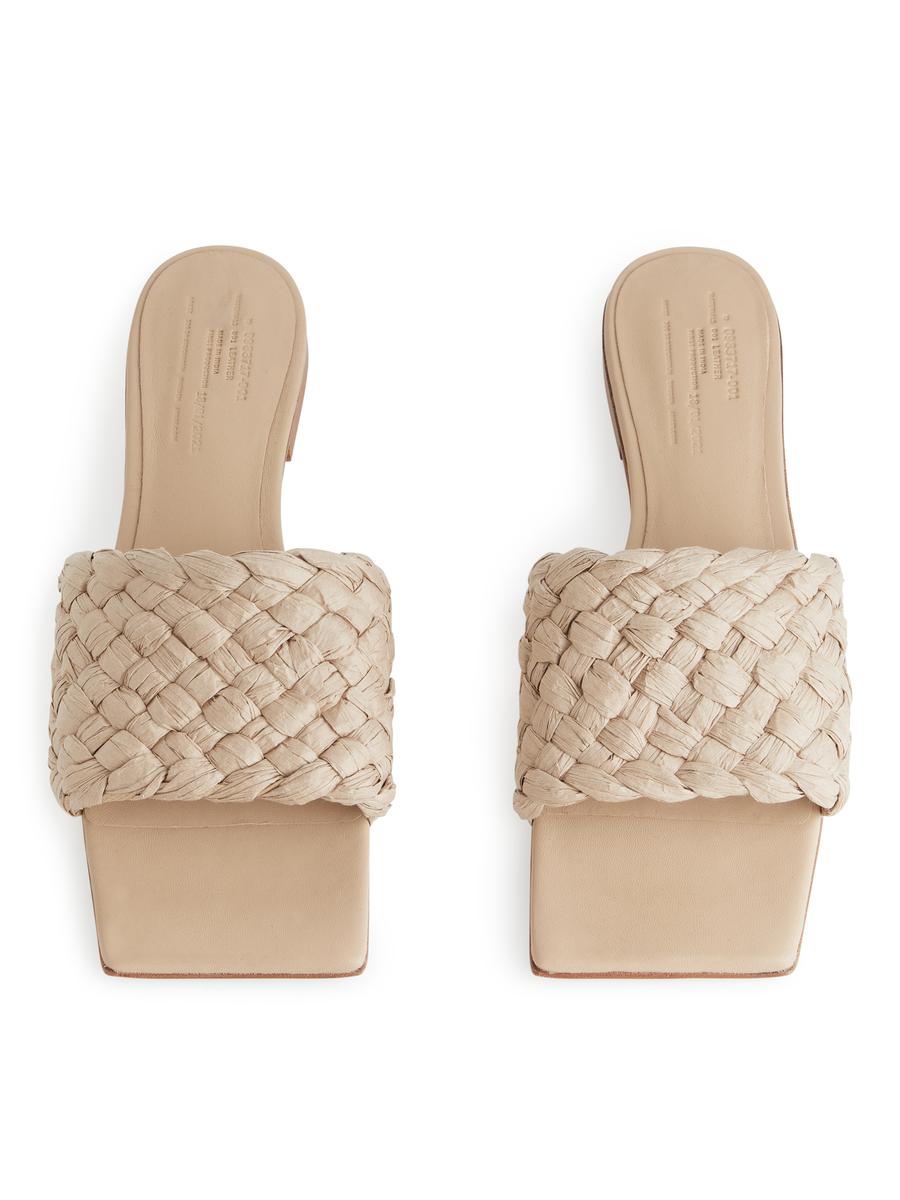 Braided Straw Slides-#D0C2AA-1091