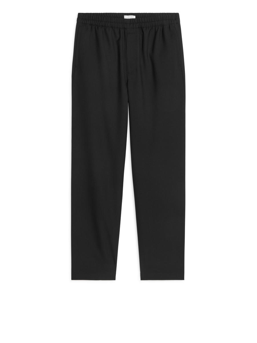 Hopsack Drawstring Trousers-#272628-8086