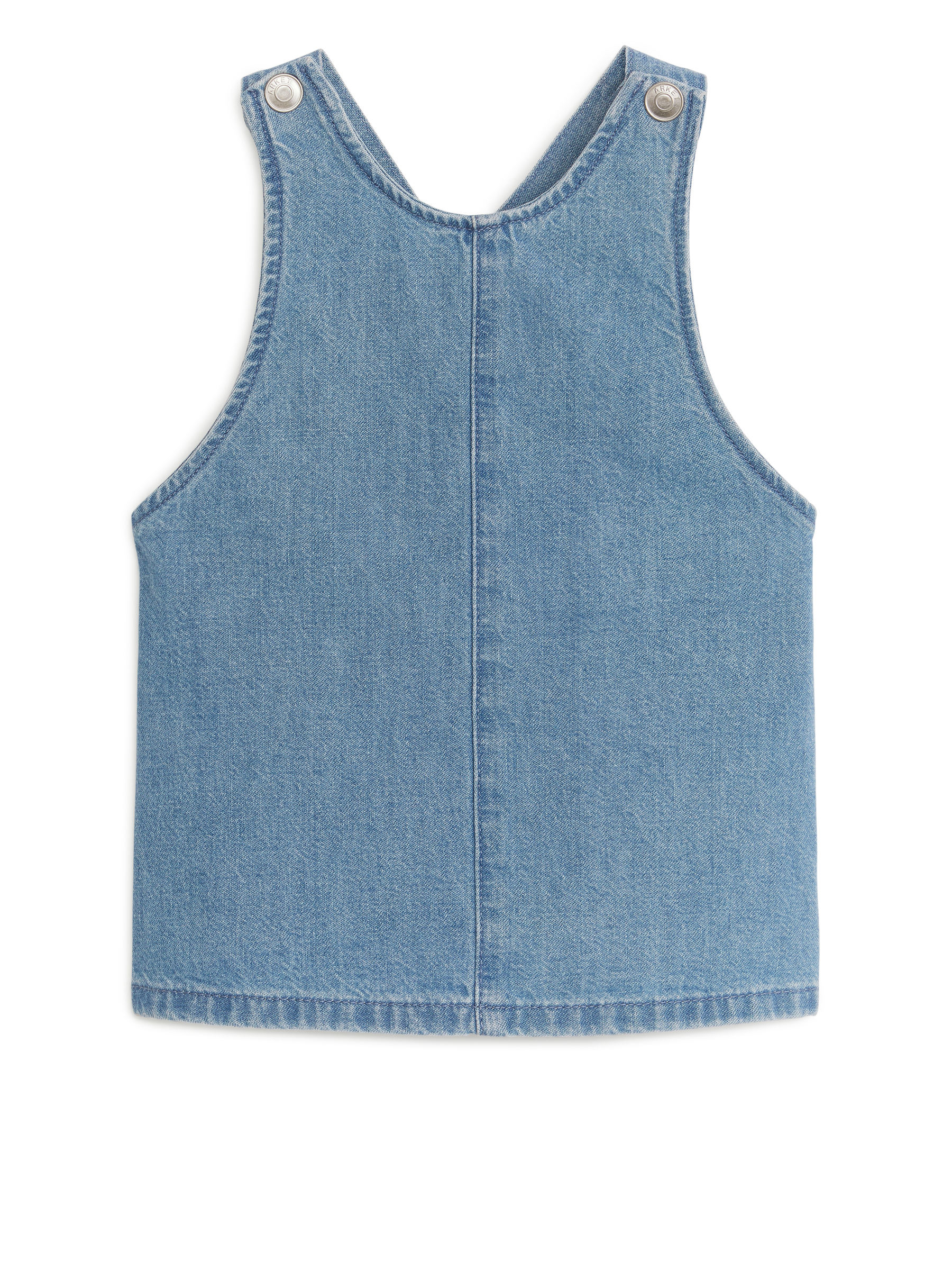 Denim Dungaree Dress-#8B99AA-6266
