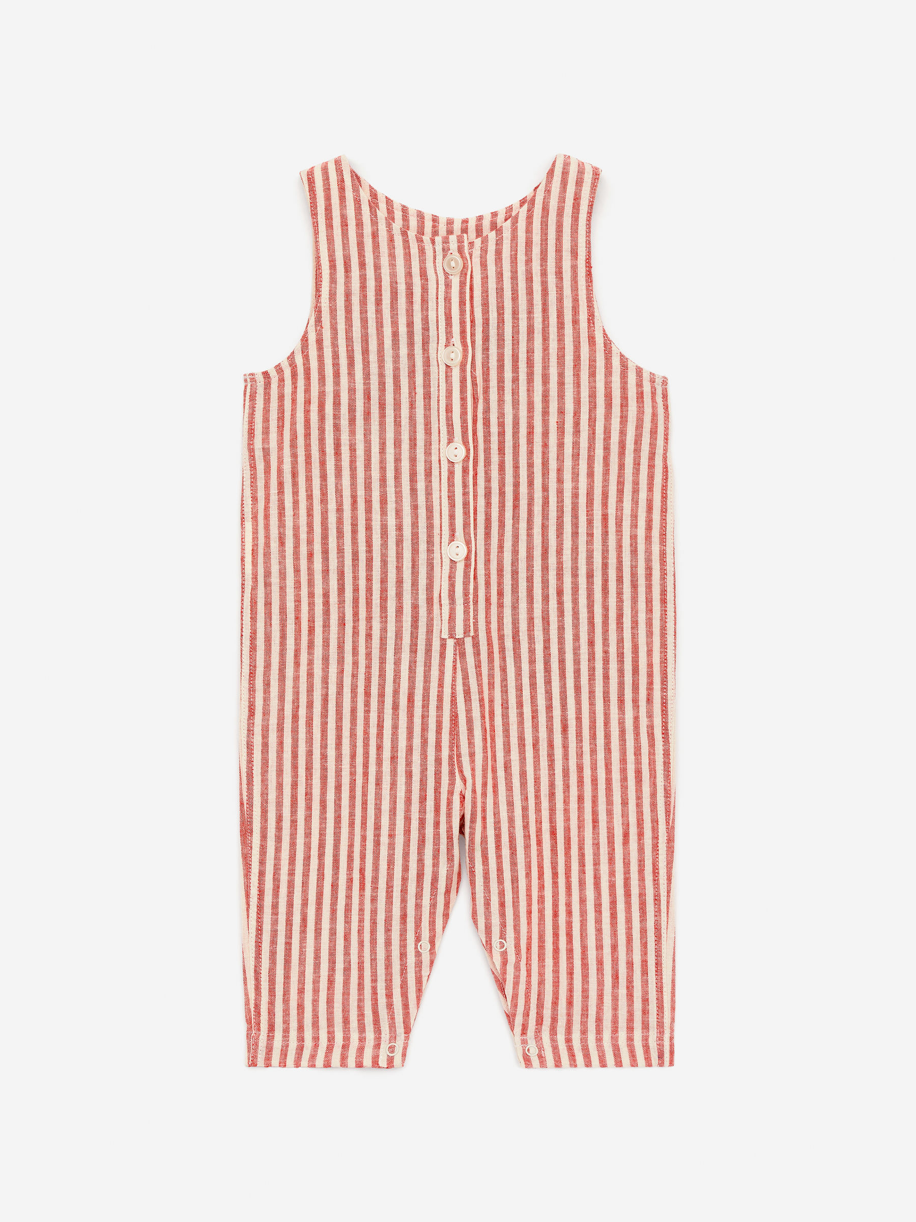 Cotton-Linen Dungarees-#BD433F-15298