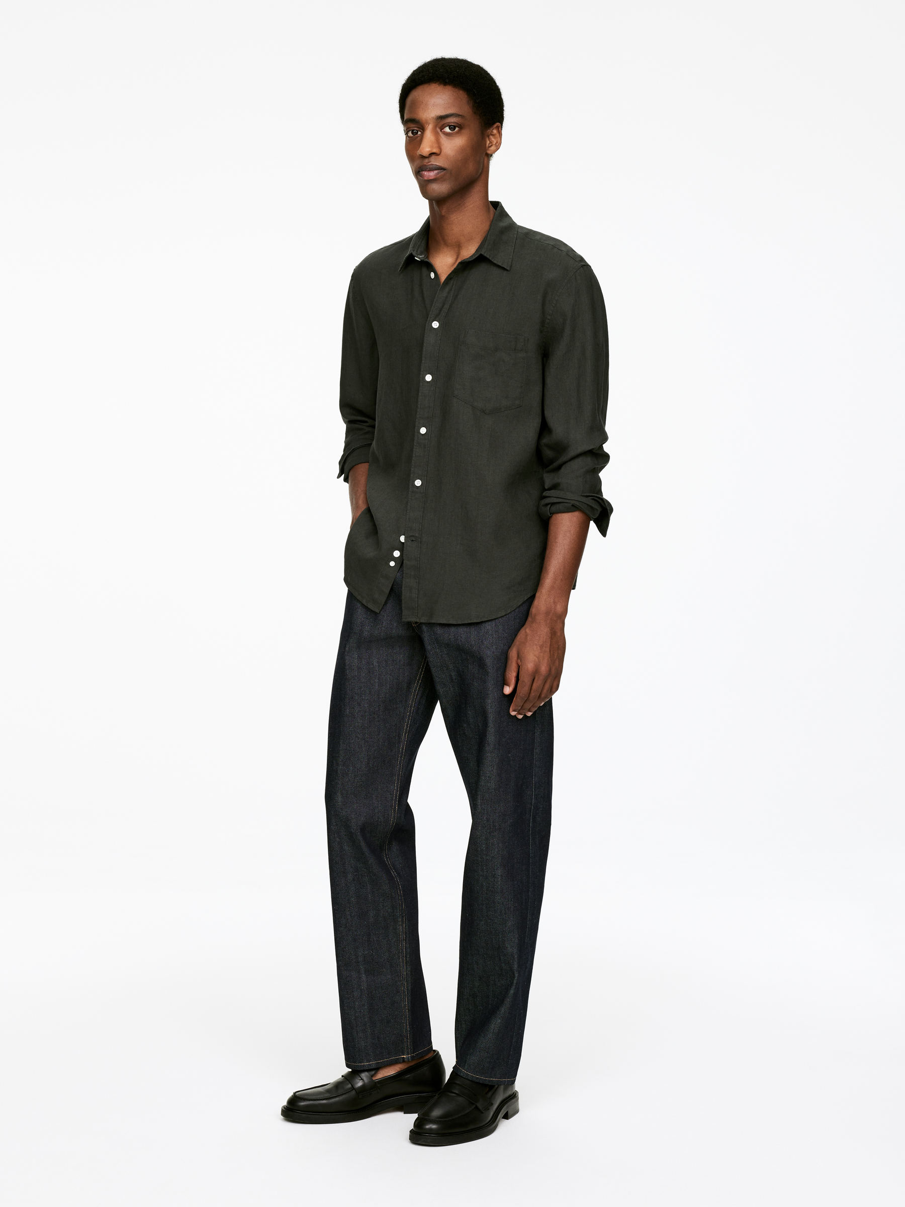Regular-Fit Linen Shirt - Dark Green - Regular fit - Men - StillMedia/Lookbook - 15