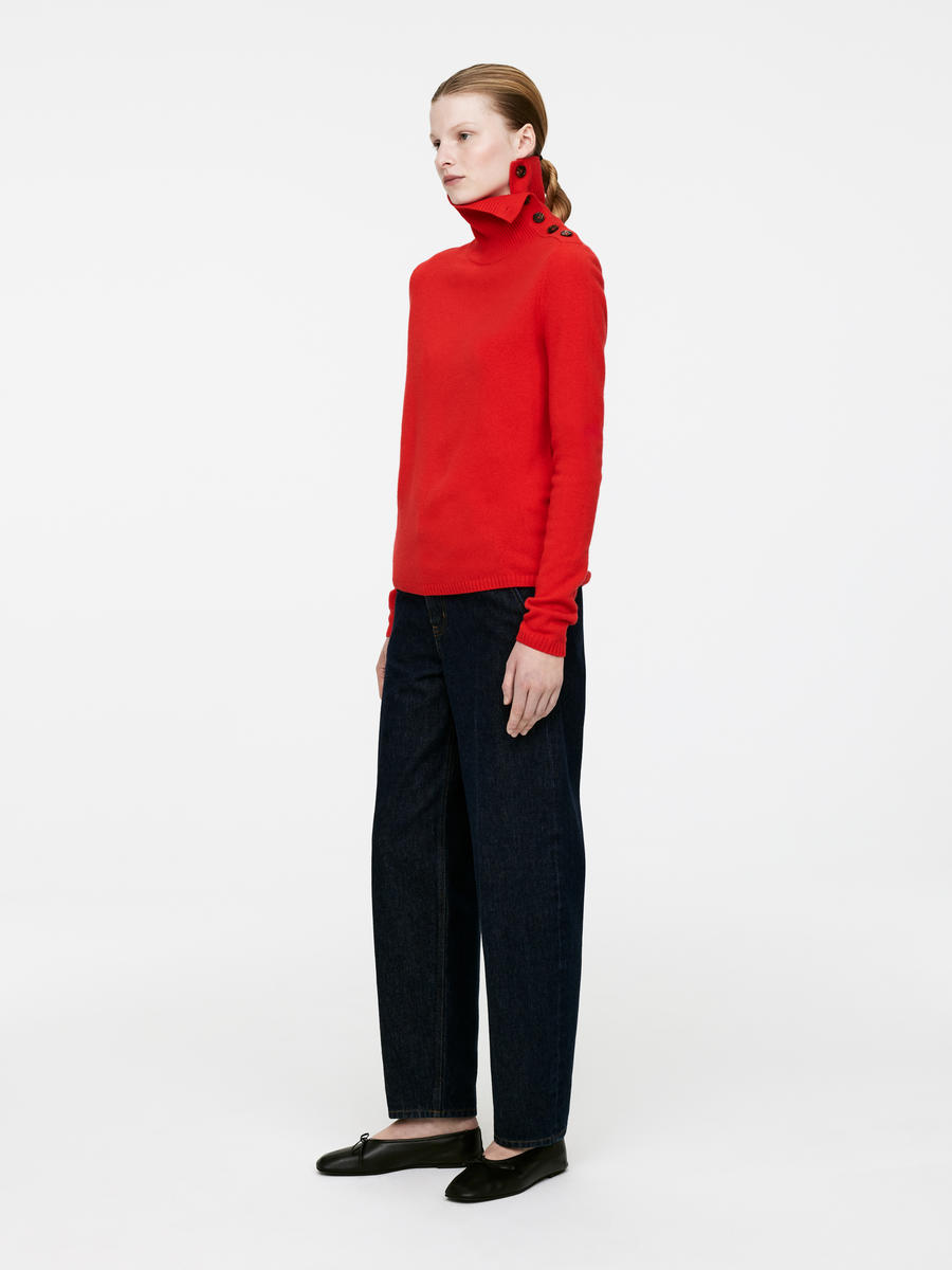 Soft Merino Wool Roll-Neck-#CD212A-13618