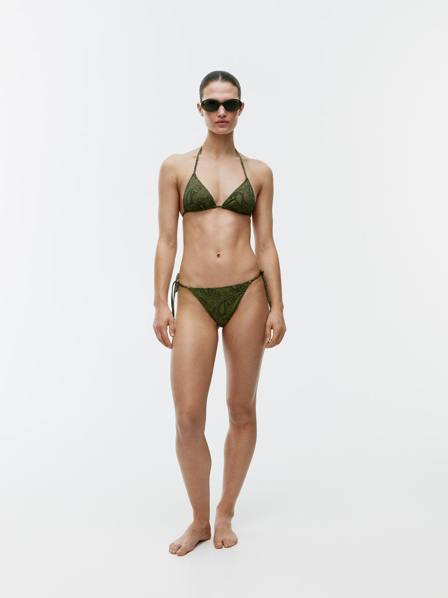 Tie Tanga Bikini Bottom - Green/Paisley - Women - 1223633002