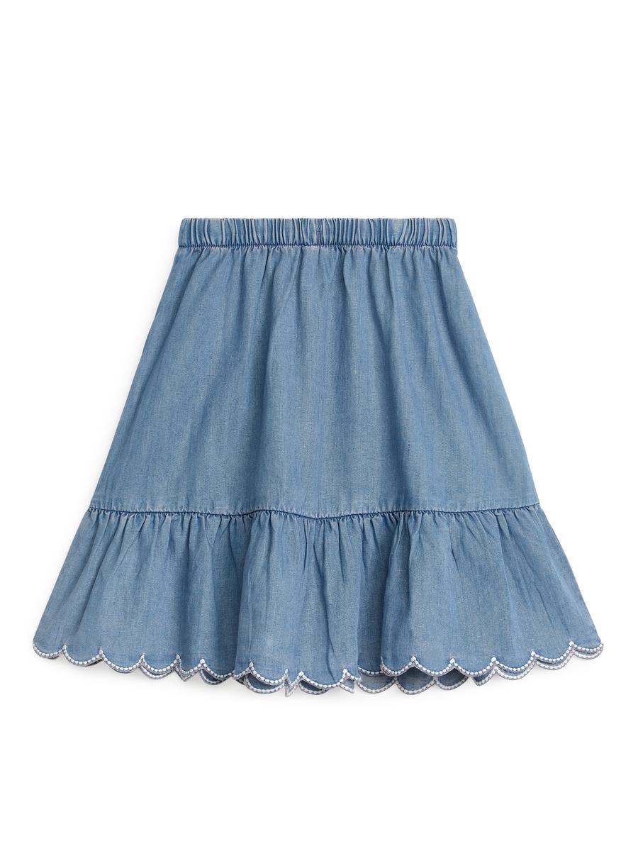 Denim Skirt-#8898BA-5154