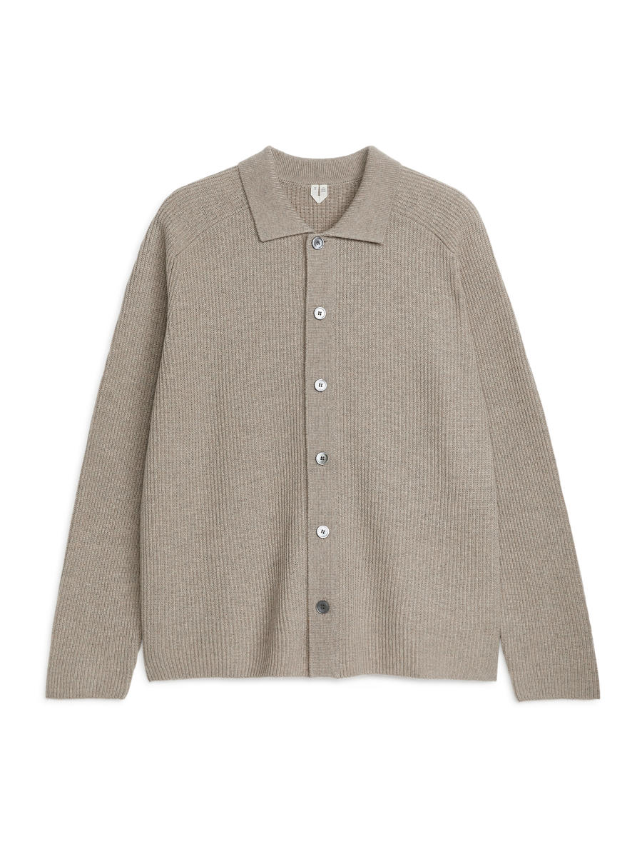 Wool Blend Cardigan-#AE9F8E-6301