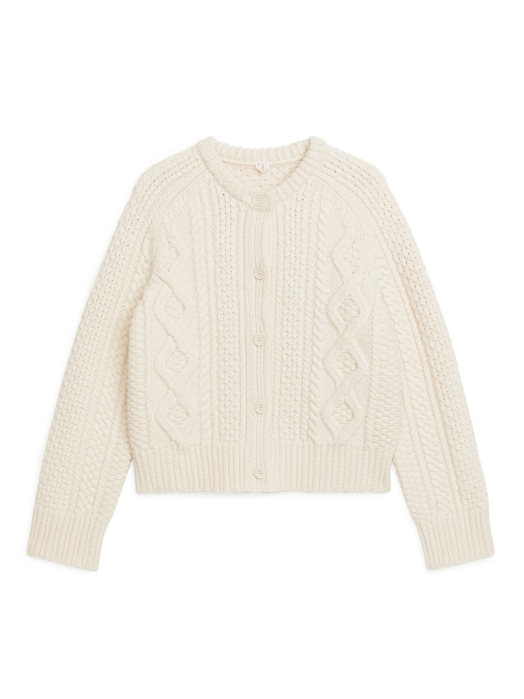 CableKnit Wool Cardigan-#F2E8D6-8481