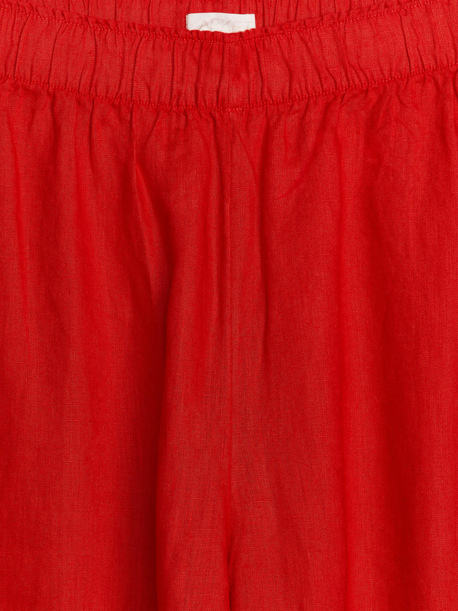 Wide Linen Trousers - Red - Loose fit - Women - 1162042006