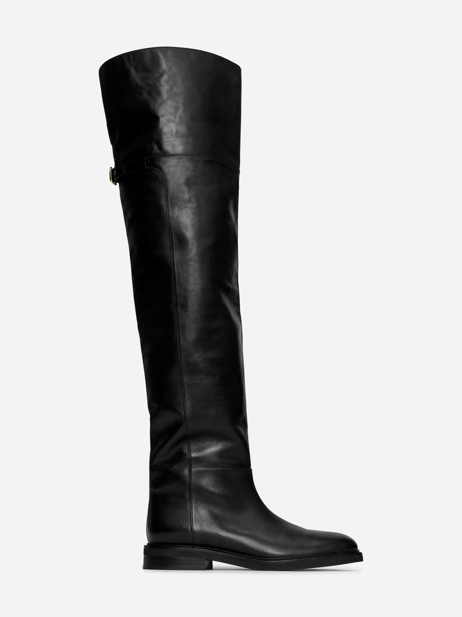 Over-The-Knee Leather Boots-#272628-13008