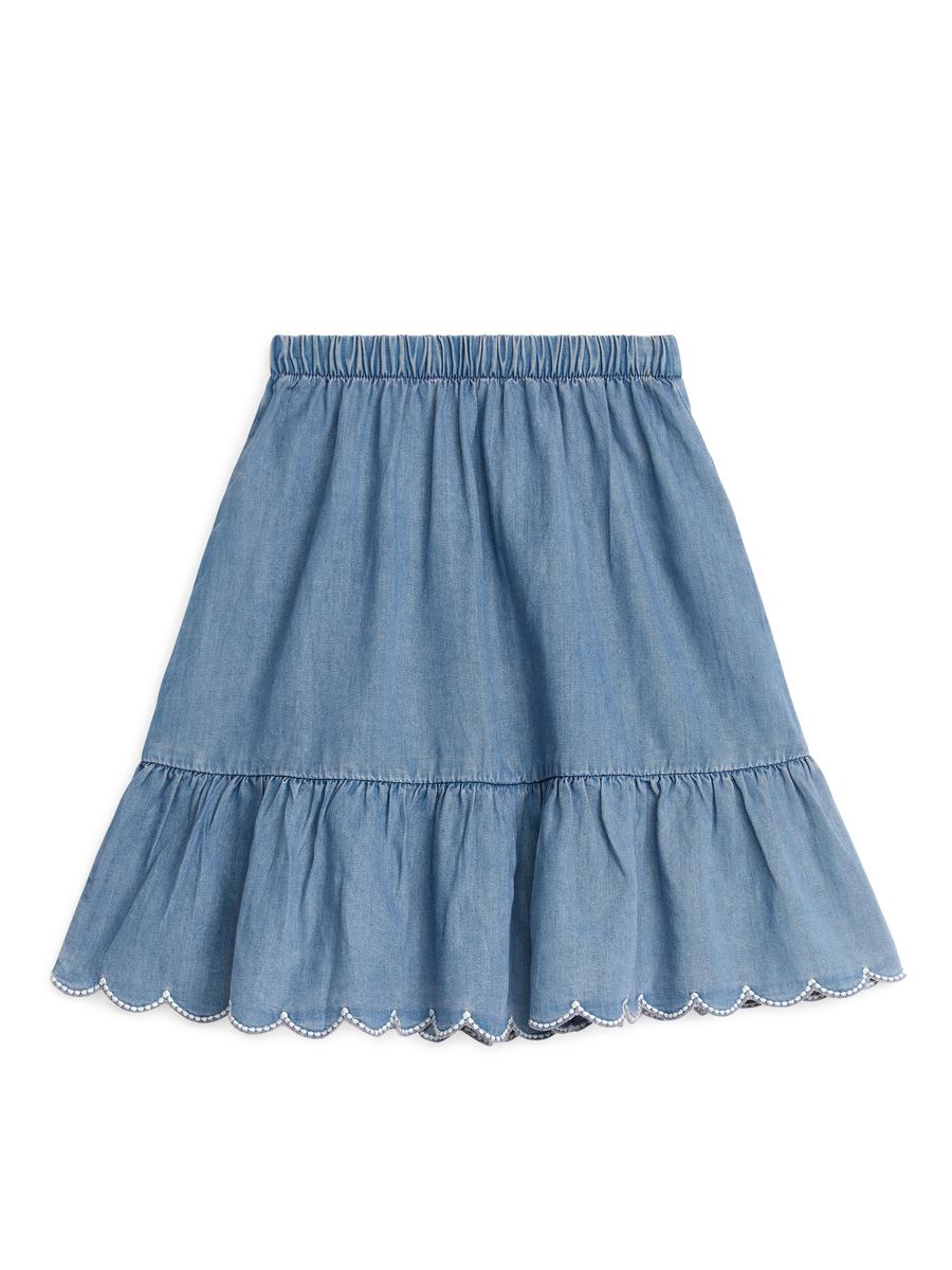 Denim Skirt-#8898BA-5154