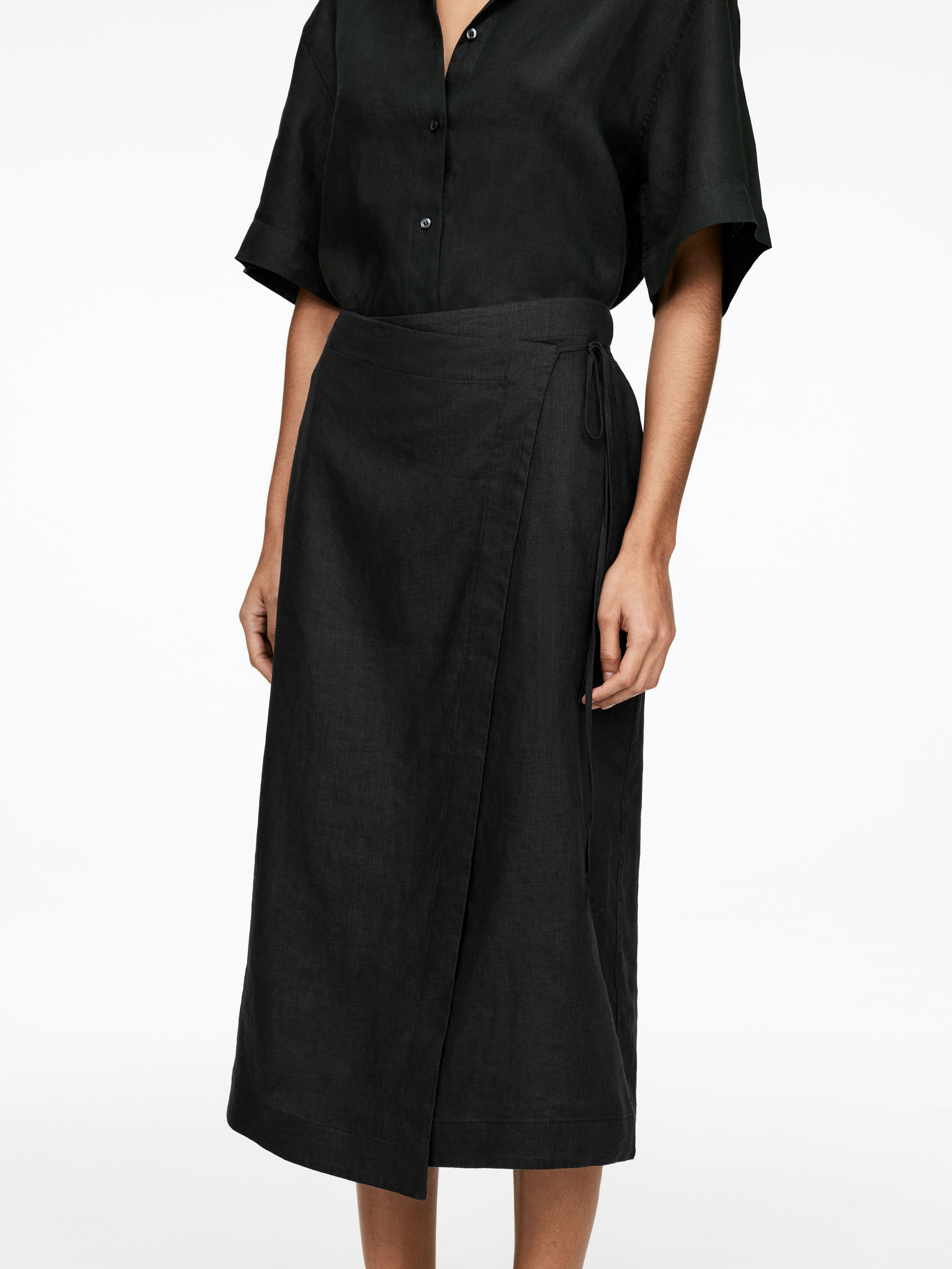 Linen Wrap Skirt - Black - Regular fit - Women - StillMedia/Lookbook - 6