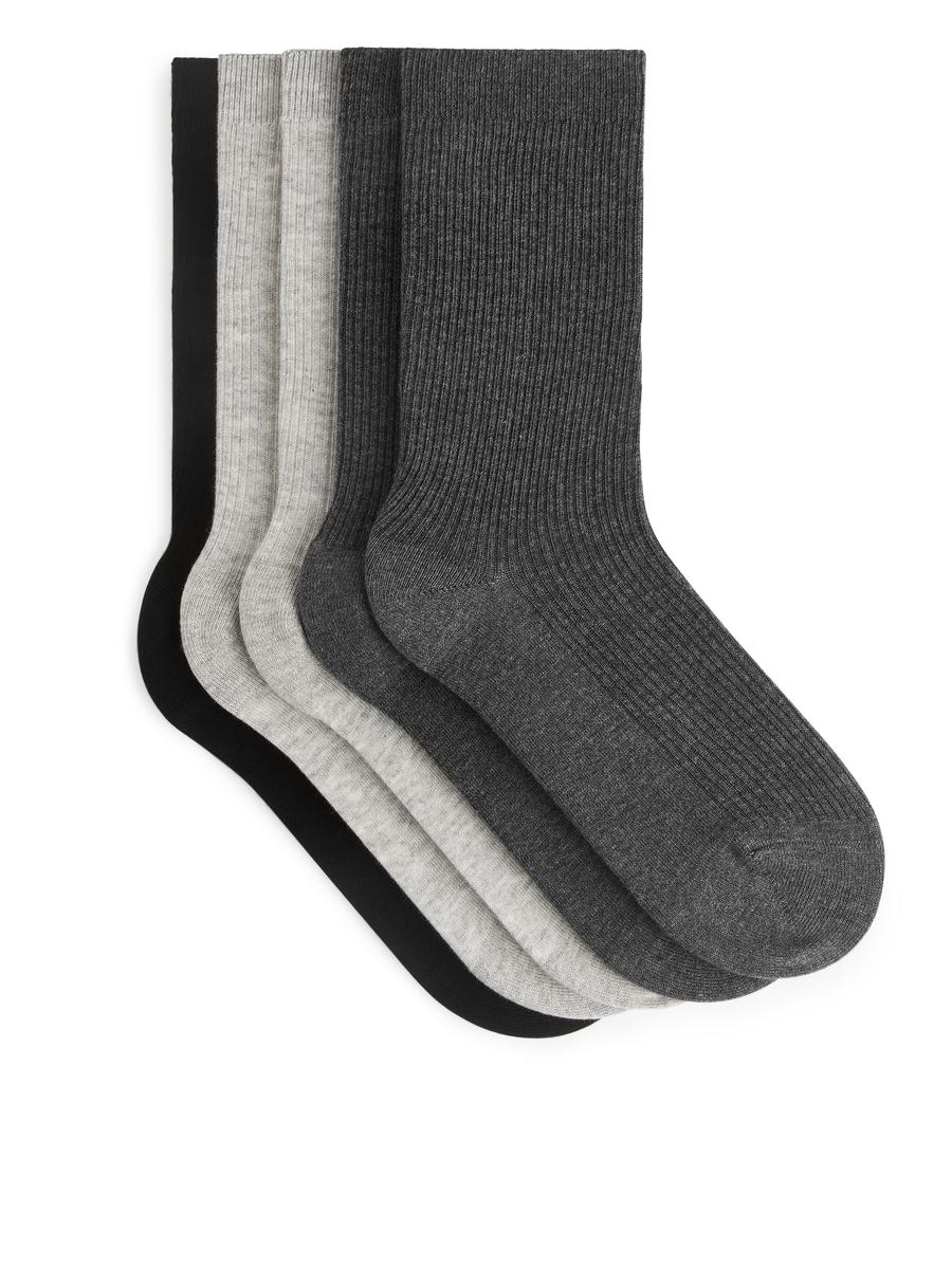 Gerippte Baumwollsocken im 5er-Pack-#B2B1B5-299