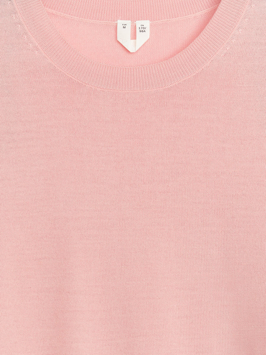 T-shirt en maille de laine mérinos - Rose - Regular fit - Femme - 1236180002