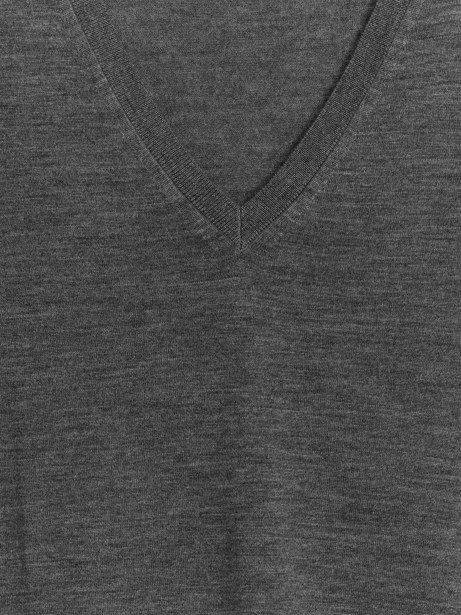 V-Neck Merino Jumper - Grey - Regular fit - Women - 1212709003