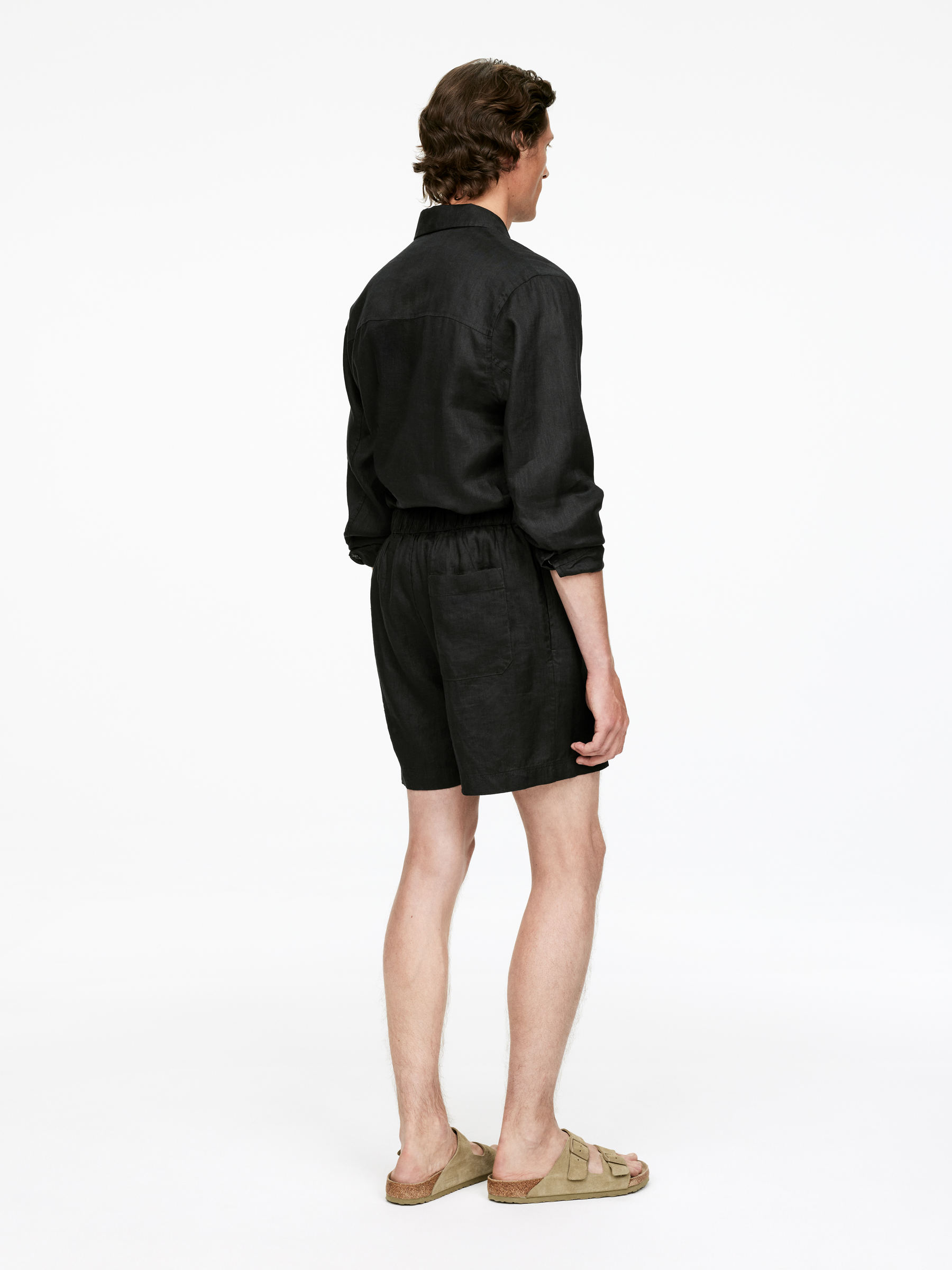 Shorts i linne - Svart - Loose fit - Men - StillMedia/Lookbook - 17