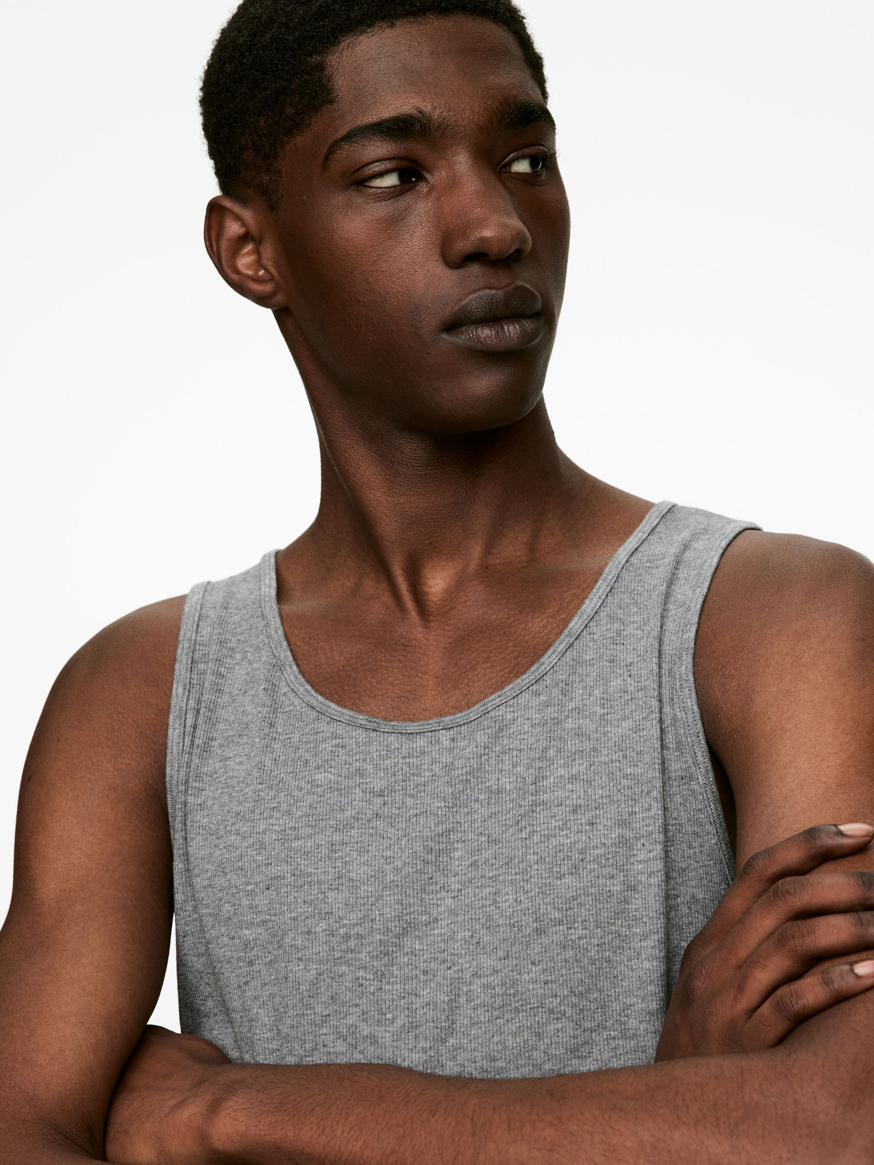 Ribbed Tank Top - Grey - Regular fit - Men - StillMedia/Lookbook - 5