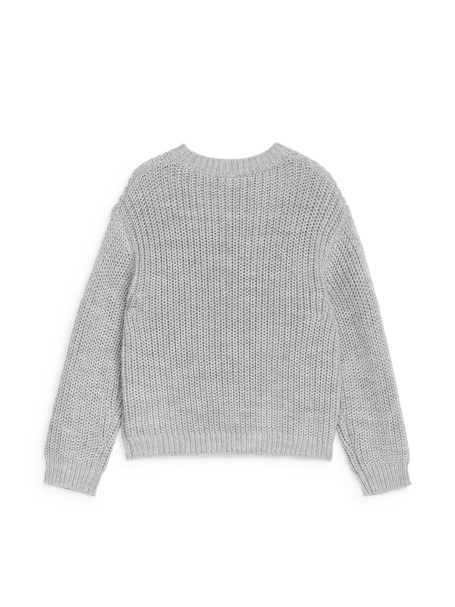 Crew-Neck Fisherman Jumper-#B9BABC-13265