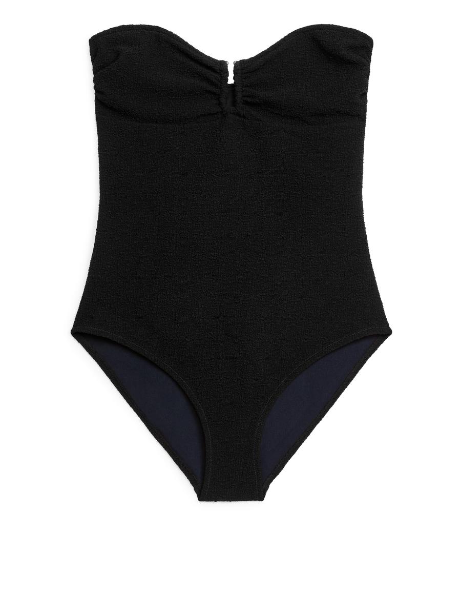 Textured Bandeau Swimsuit - Black - Women - 1044510001