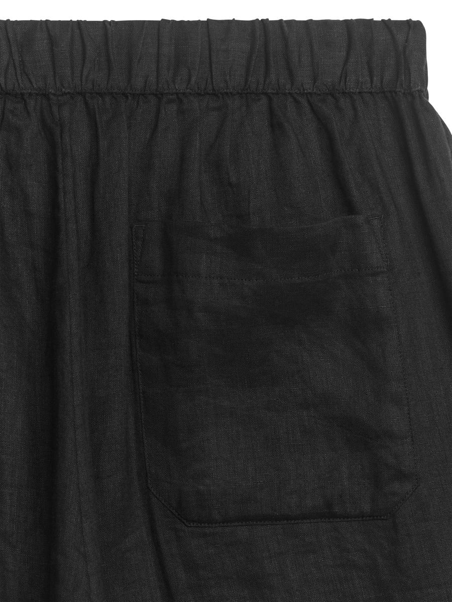 Linen Drawstring Trousers-#363638-9752