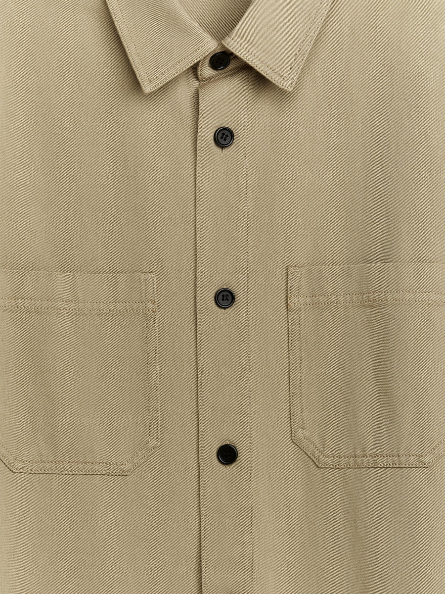 Cotton Twill Overshirt - Beige - Regular fit - Men - 0984994019