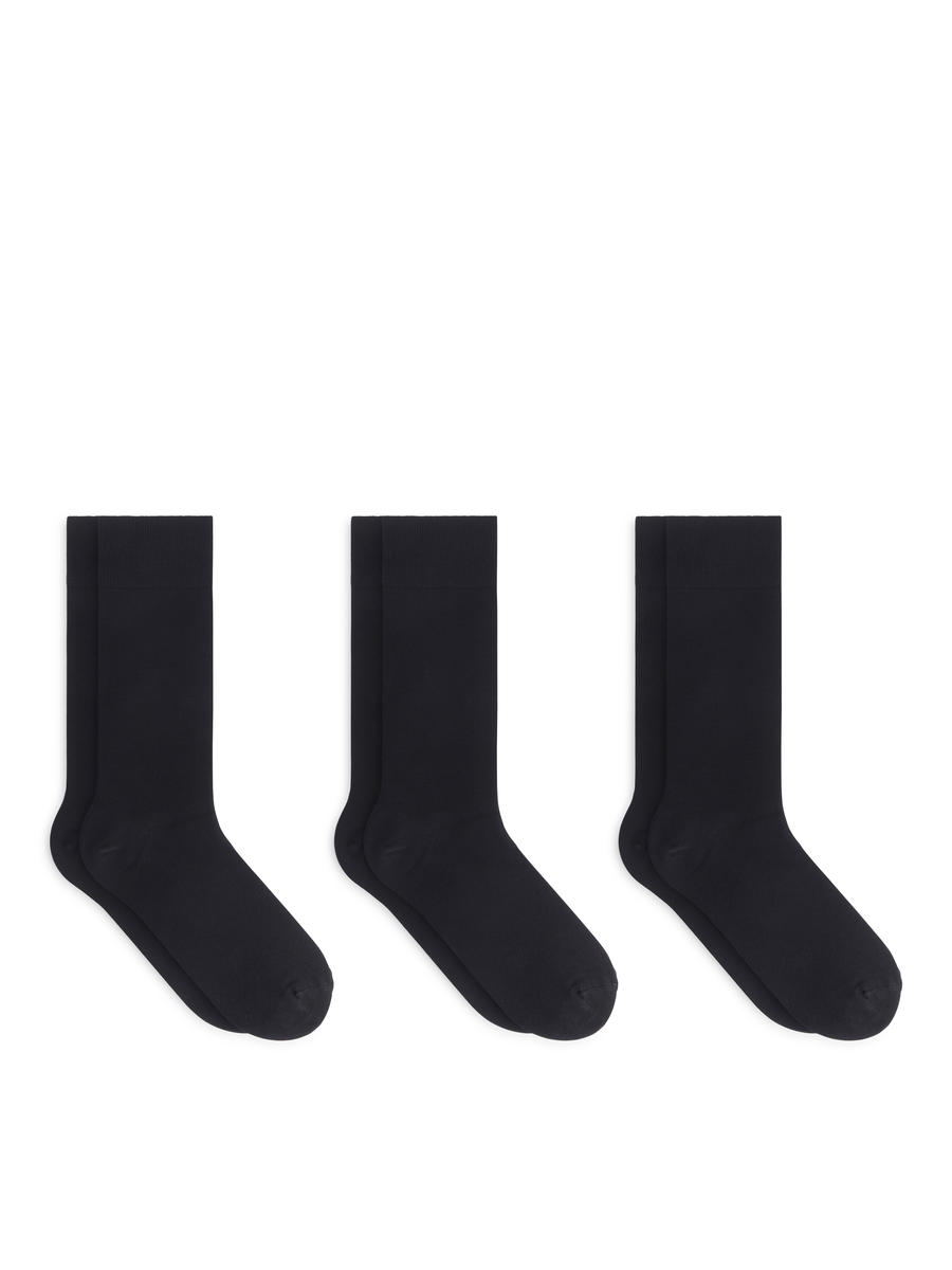 Unifarbene Socken im 3er-Pack-#4C5164-12450