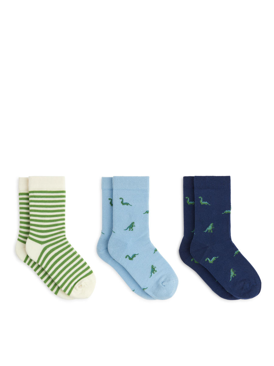 Cotton Socks Set of 3-#353954-7059