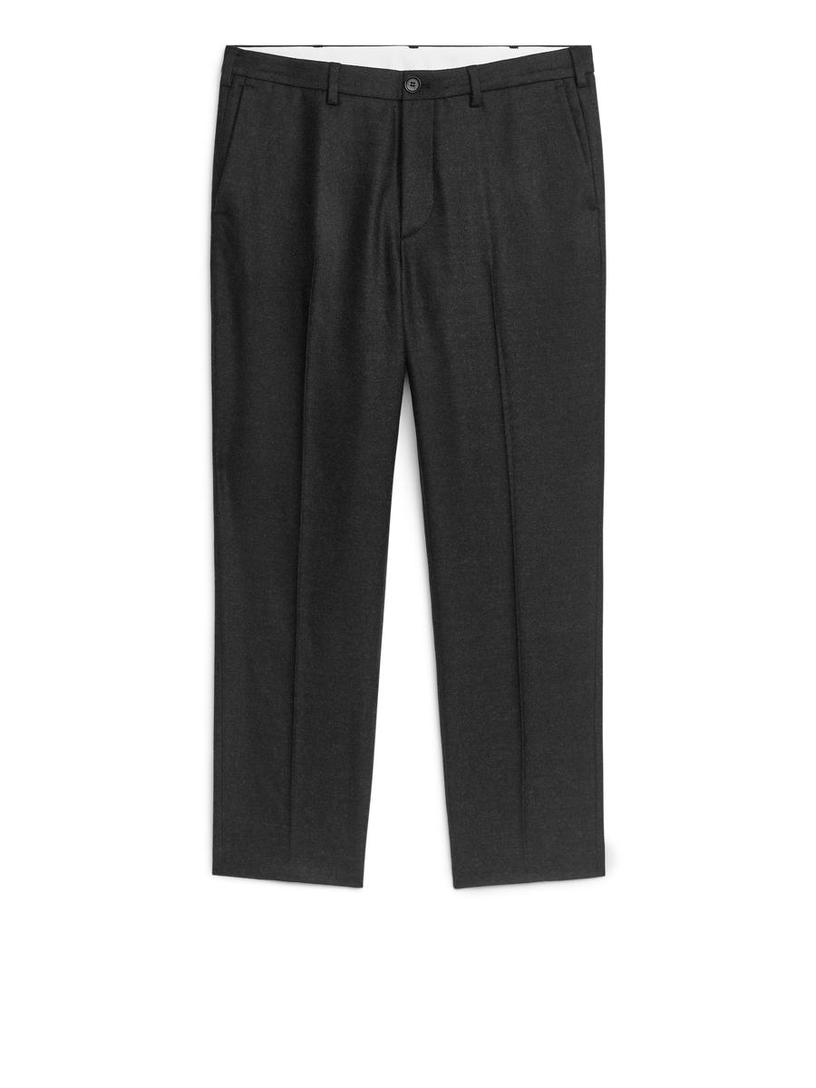 Cropped Tapered Wool Trousers-#505050-948