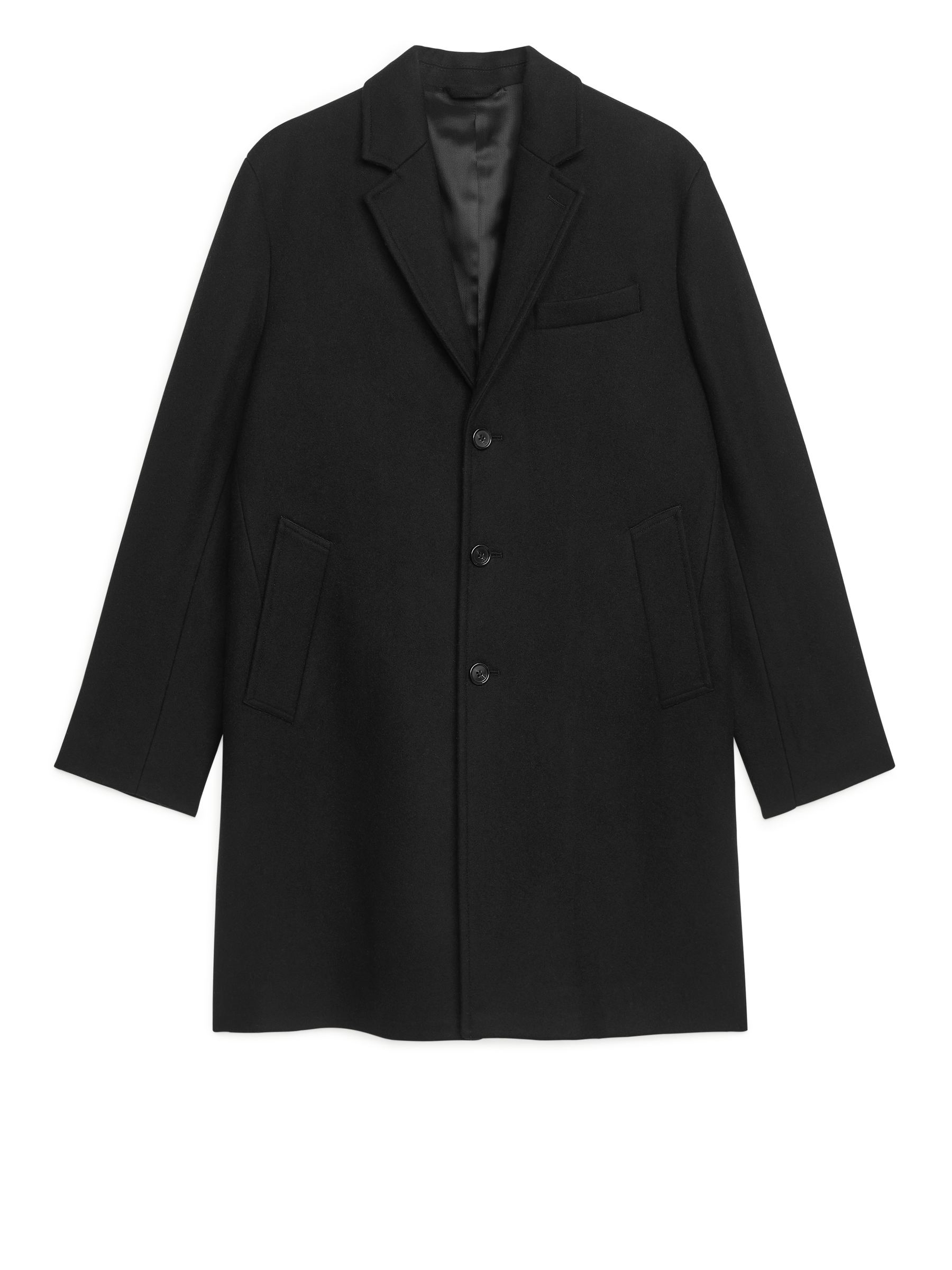 Melton Wool Coat - Black - Corte estándar - Men - StillMedia/DescriptiveStillLife - 1