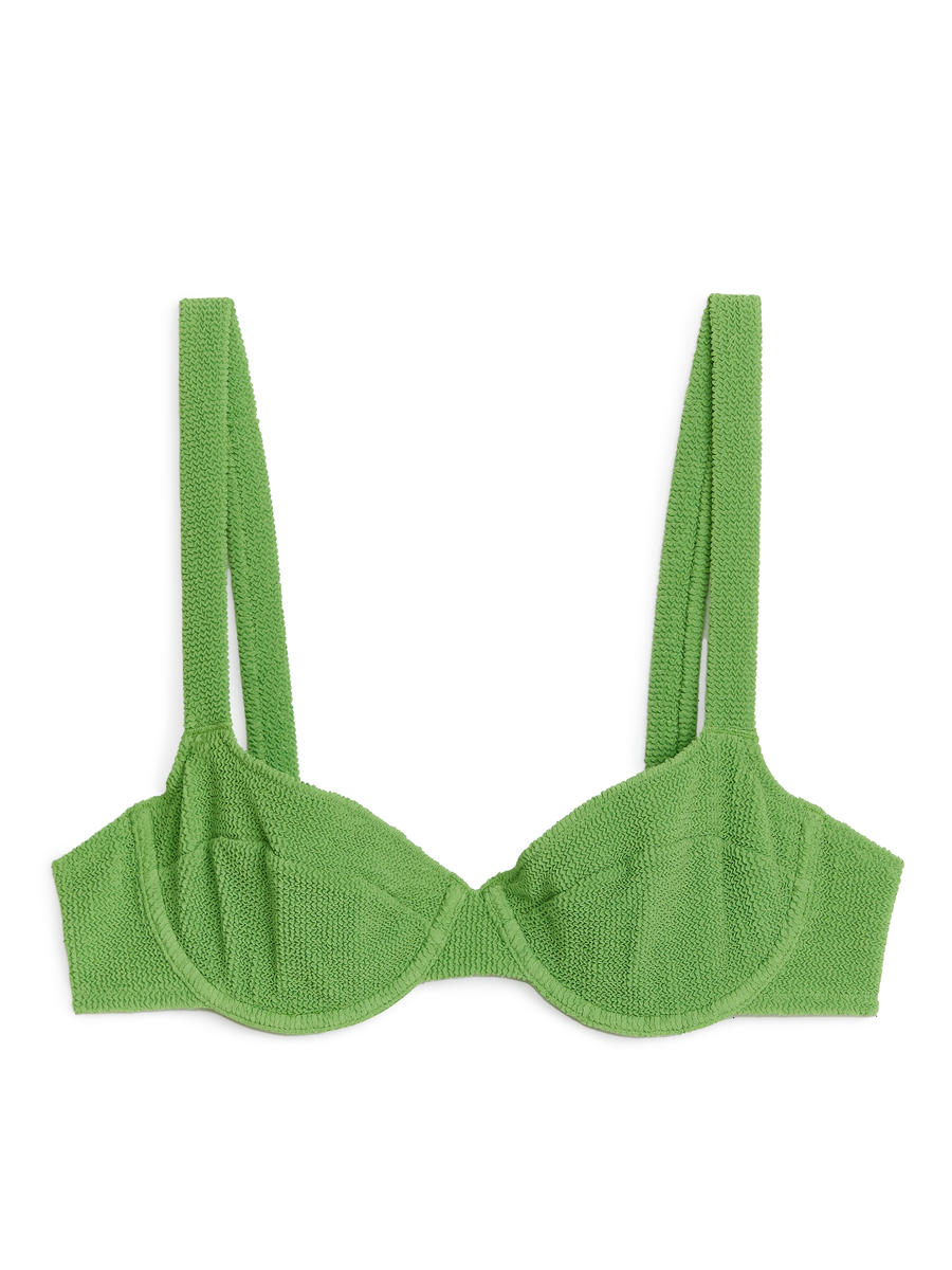 Crinkle Wired Bikini Top - Green - Women - 1143577006