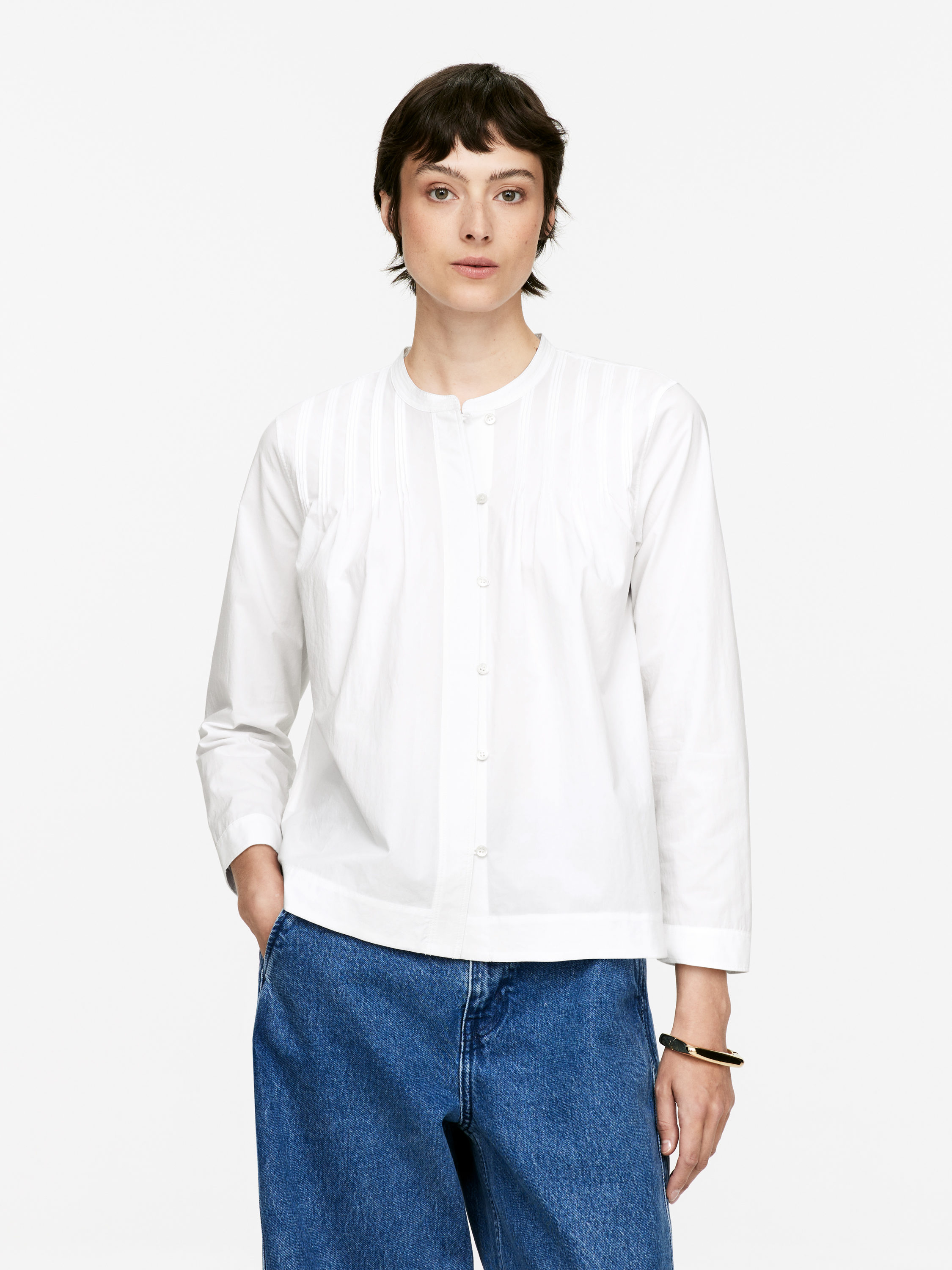 Pintuck Blouse – White – Women – ARKET GB Pintuck Blouse – White – Women – ARKET GB