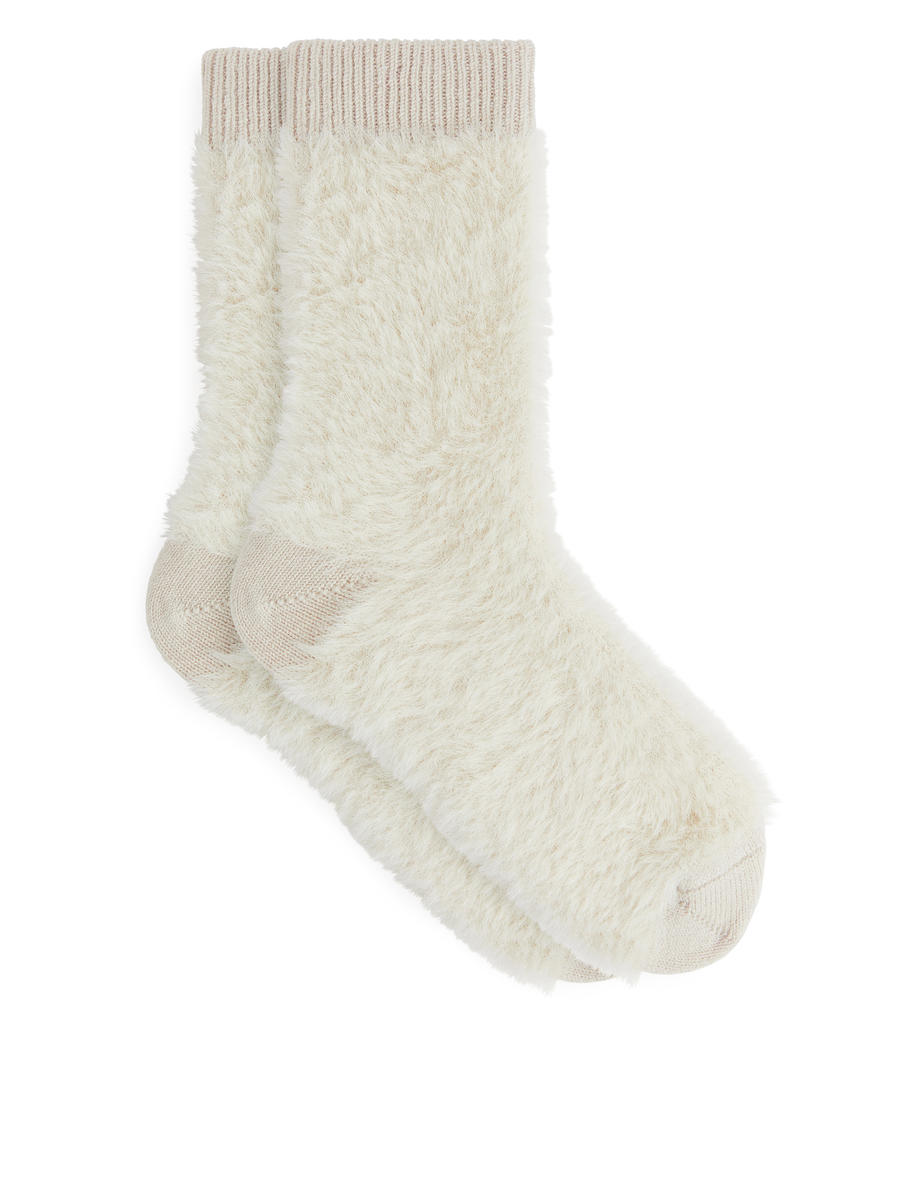 Fluffy Socks-Beige-6796