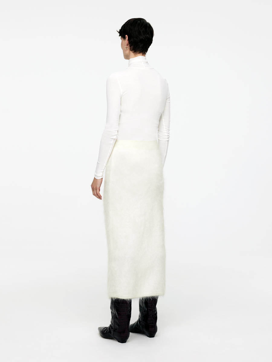 Mohair-Wool Blend Skirt-#F4F3E9-13856