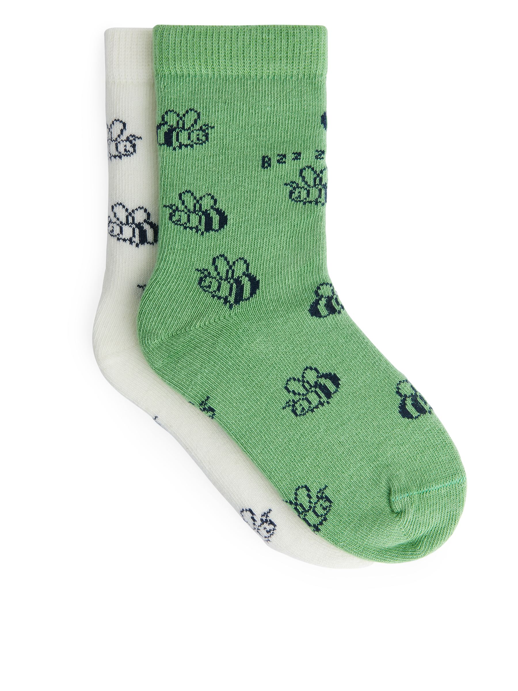 Chaussettes jacquard, 2 paires - Vert/Blanc/Motif abeilles - Enfant - StillMedia/DescriptiveStillLife - 1