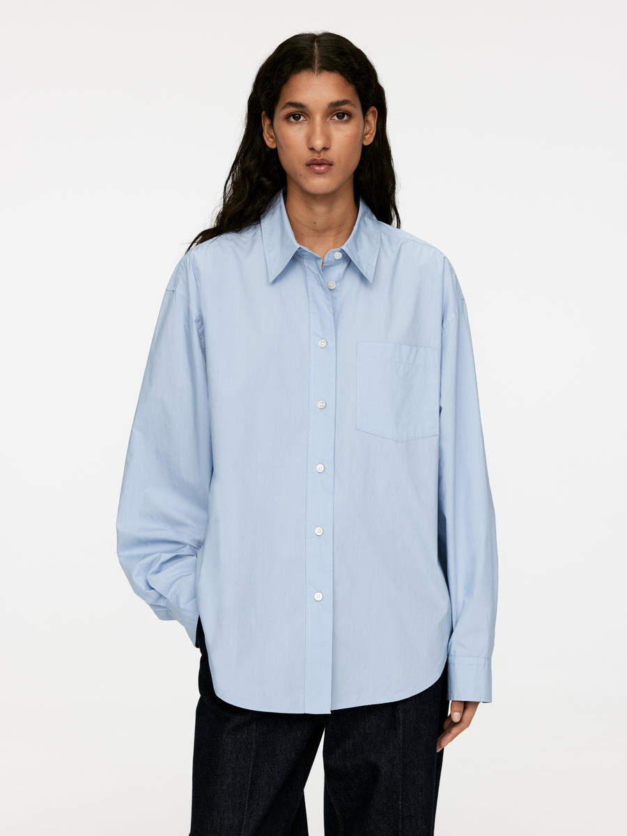 Oversized-Fit Poplin Shirt-#8898BA-11698