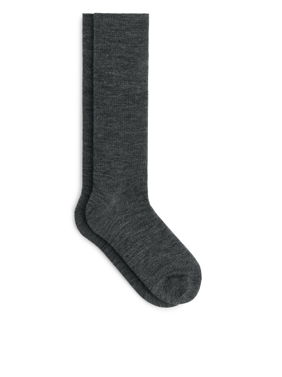 Gerippte Socken aus Wollmischung-#9C9EA5-6007