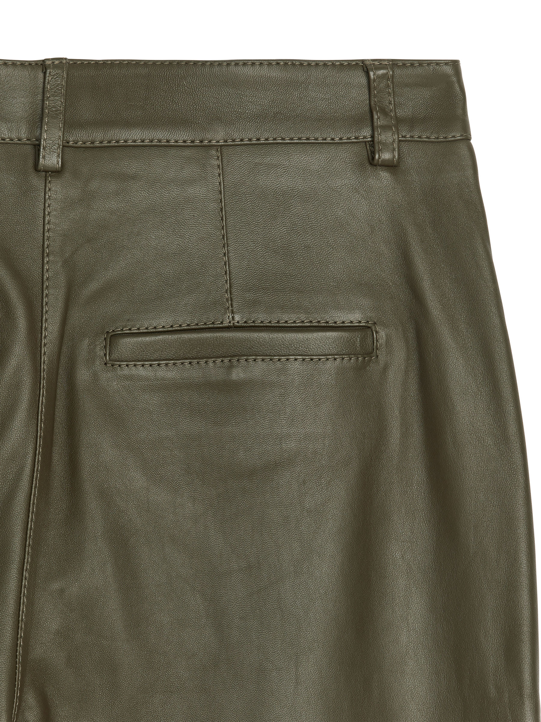 Relaxed Leather Trousers - Khaki Green - Relaxed fit - Women - StillMedia/DescriptiveDetail - 1
