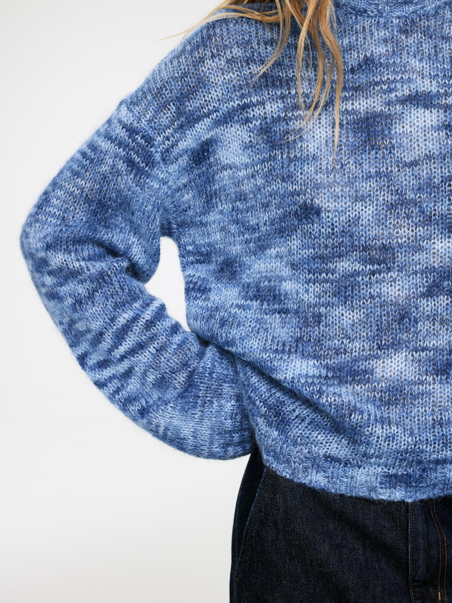 Pullover aus Mohair und Wolle - Blau meliert - Relaxed Fit - Women - 1188143003