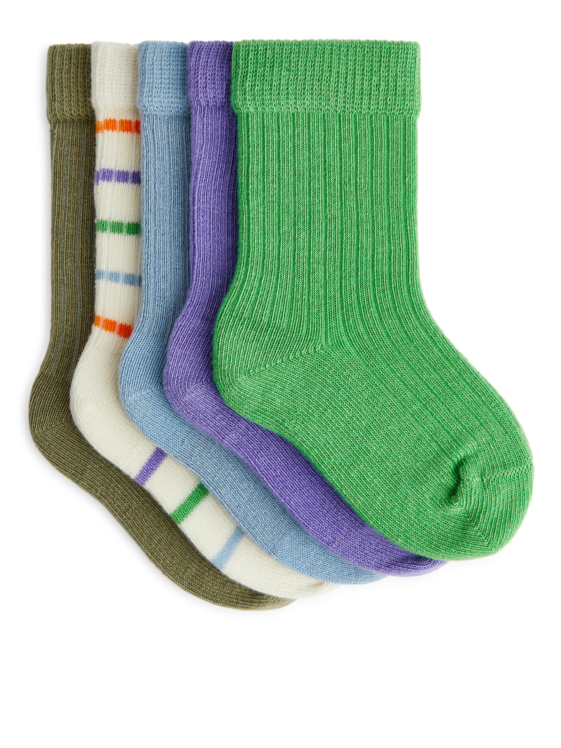 Rib Knit Baby Socks, 5 Pairs - Green/Multi-Colour - Children - StillMedia/DescriptiveStillLife - 2