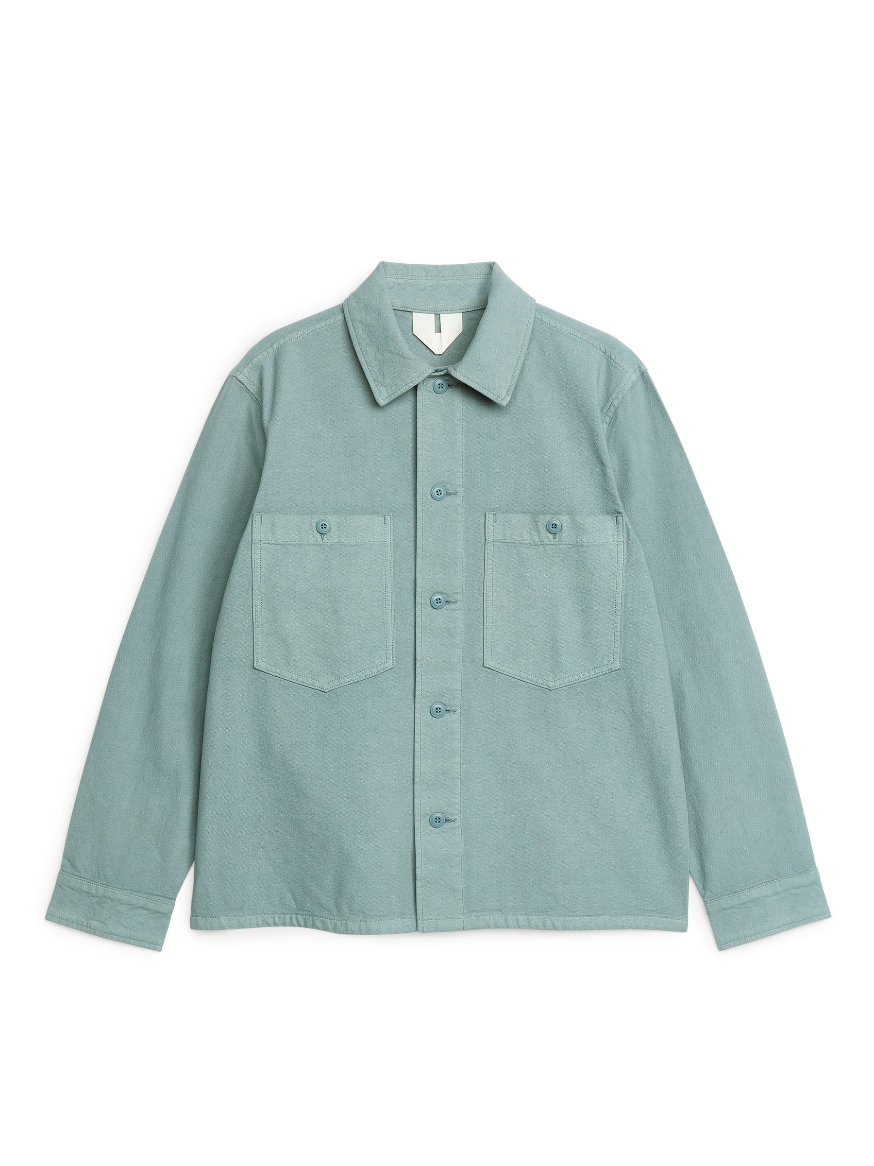 Giacca utility in tela di cotone-#7B878E-3394