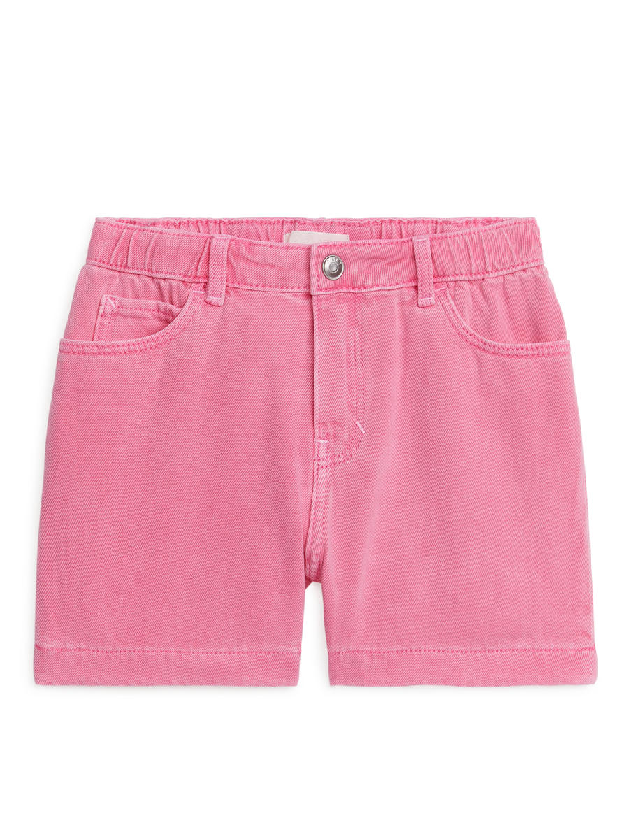 Washed Denim Bermuda Shorts-#DB87B0-4440