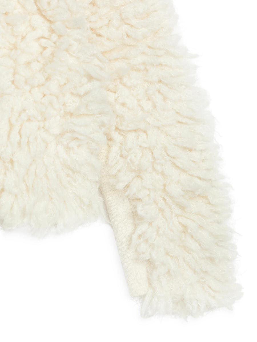 Faux Fur Cardigan-#F2E8D6-12535