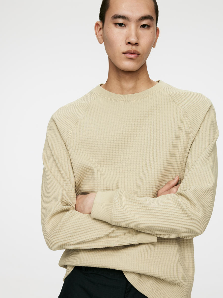 Sweatshirt mit Waffelmuster-#C1BEAA-12811