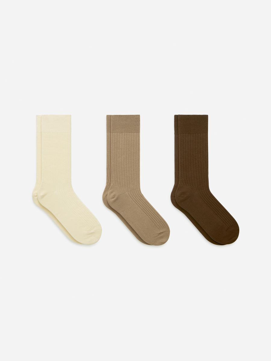 Gerippte Socken aus Supima-Baumwolle, 3er-Pack-#978F78-13697