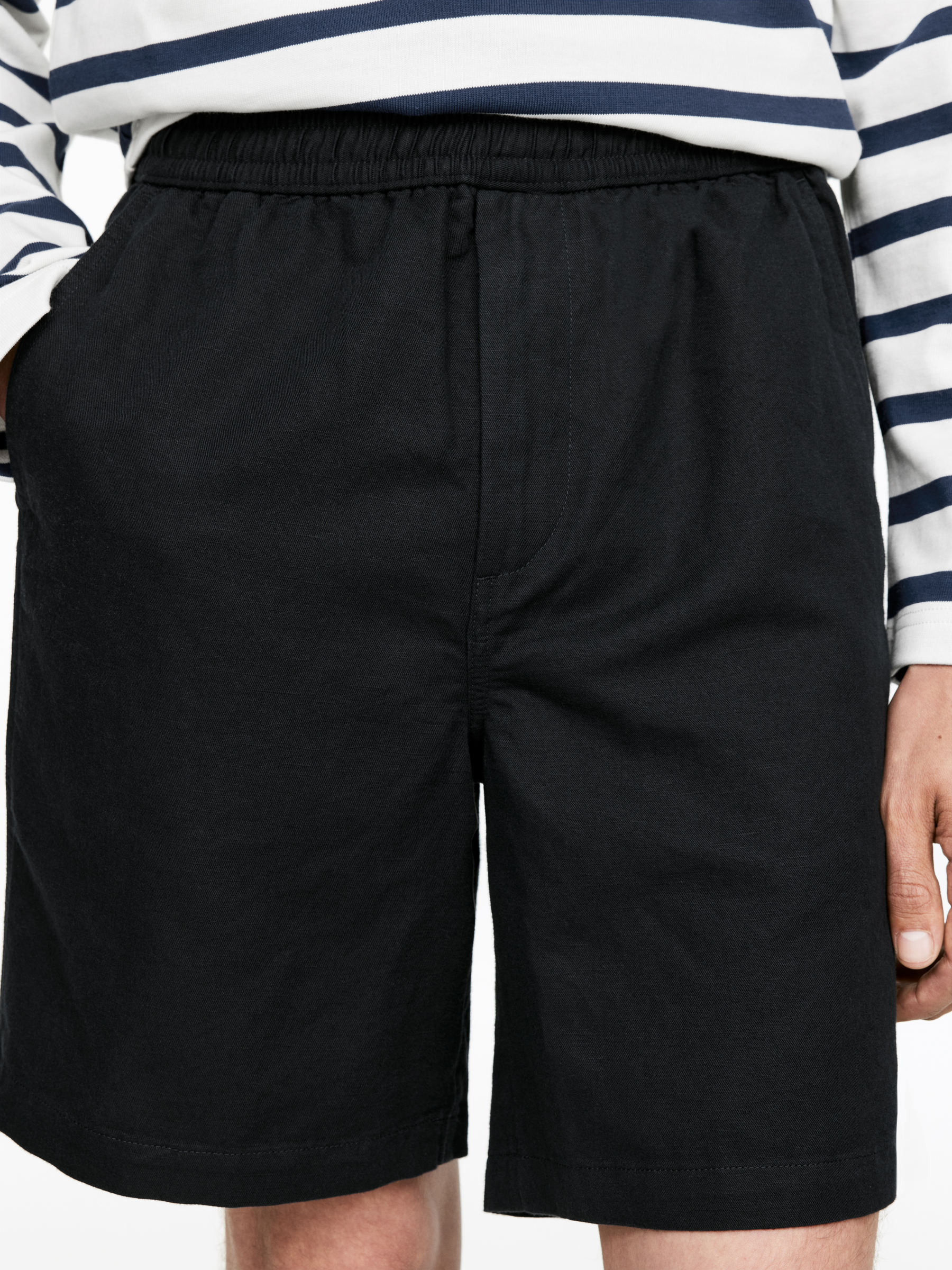 Cotton-Linen Drawstring Shorts - Dark Blue - Loose fit - Men - StillMedia/Lookbook - 11