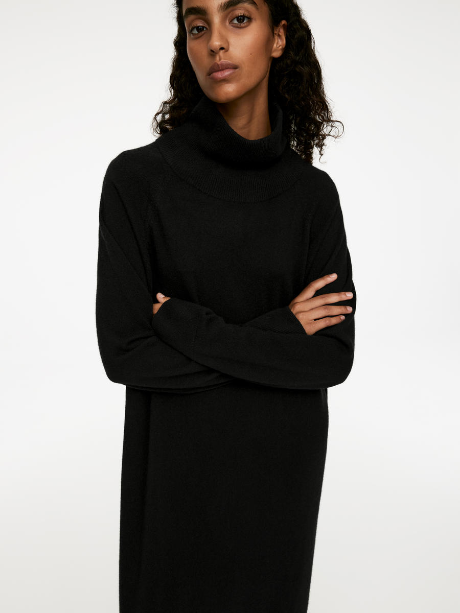 Cashmere-Wool Roll-Neck Dress-#272628-5978