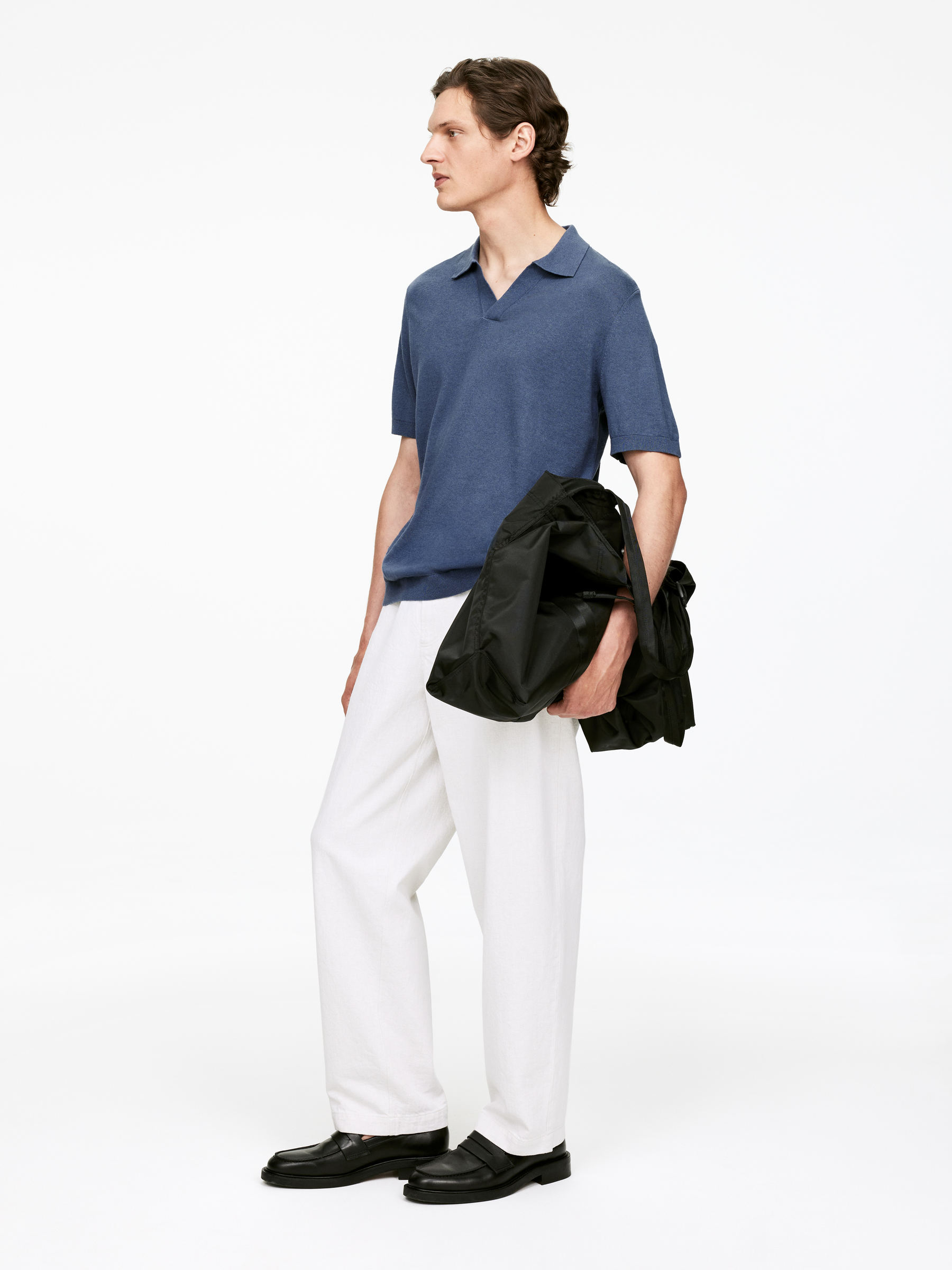 Cotton Linen Polo Shirt - Dark Blue - Regular fit - Men - StillMedia/Lookbook - 6