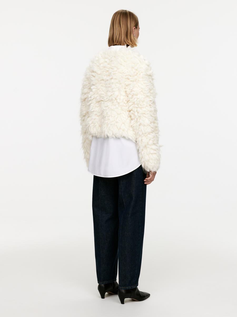 Faux Fur Cardigan-#F2E8D6-12535