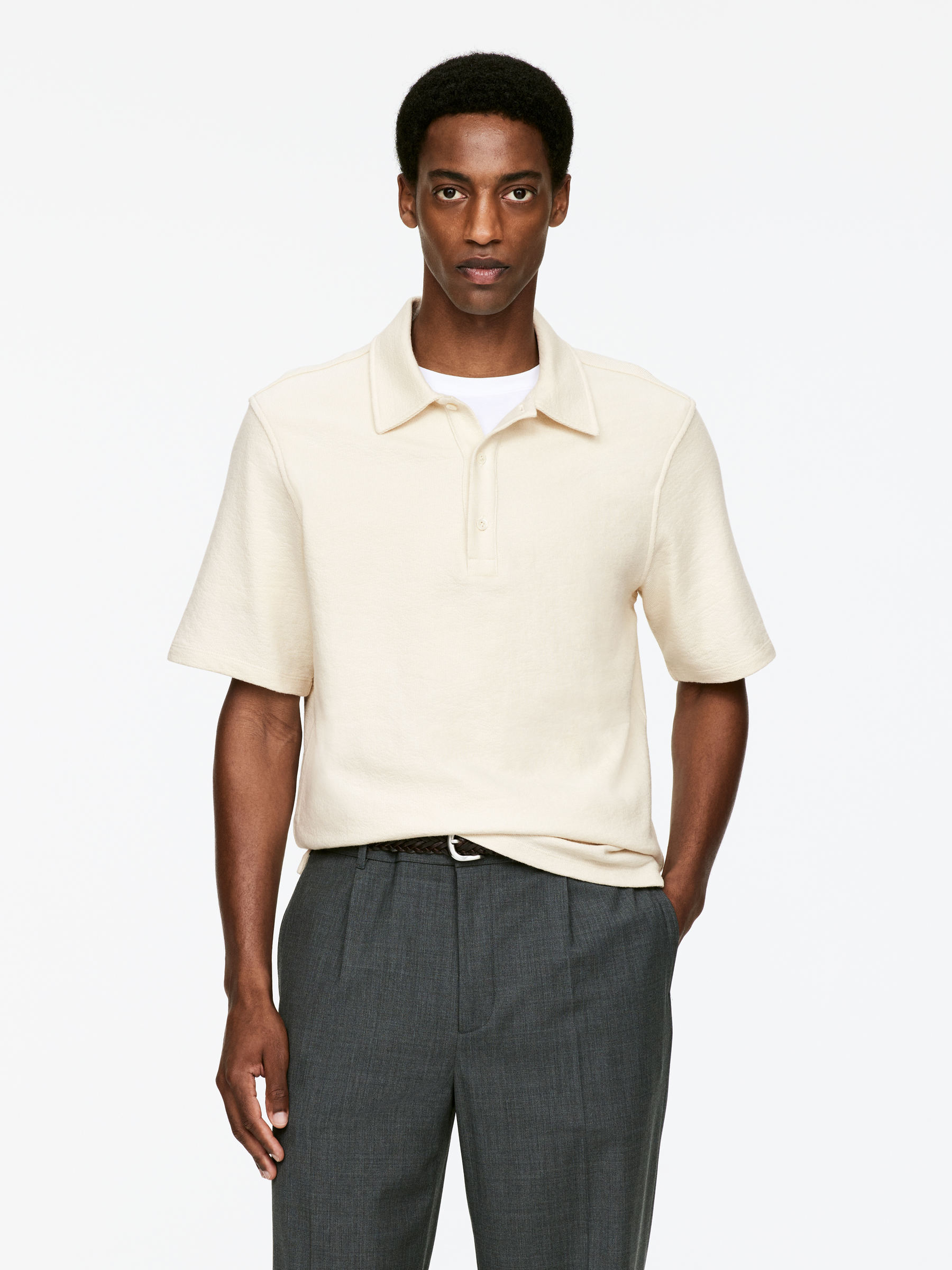Short-Sleeve Polo Shirt-#EEEDE4-15633