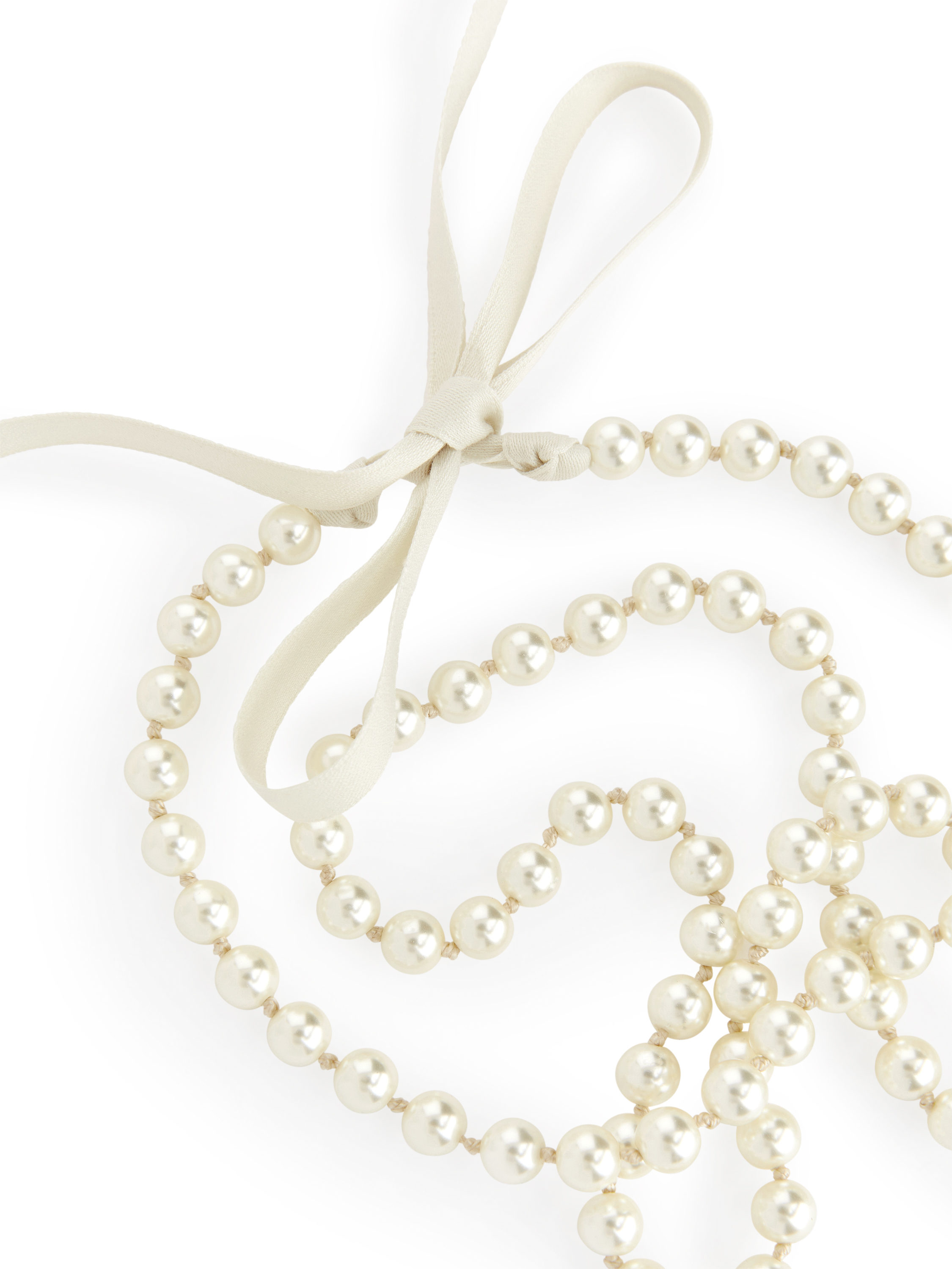 Pearl Ribbon-Tie Necklace – White – Women – ARKET GB