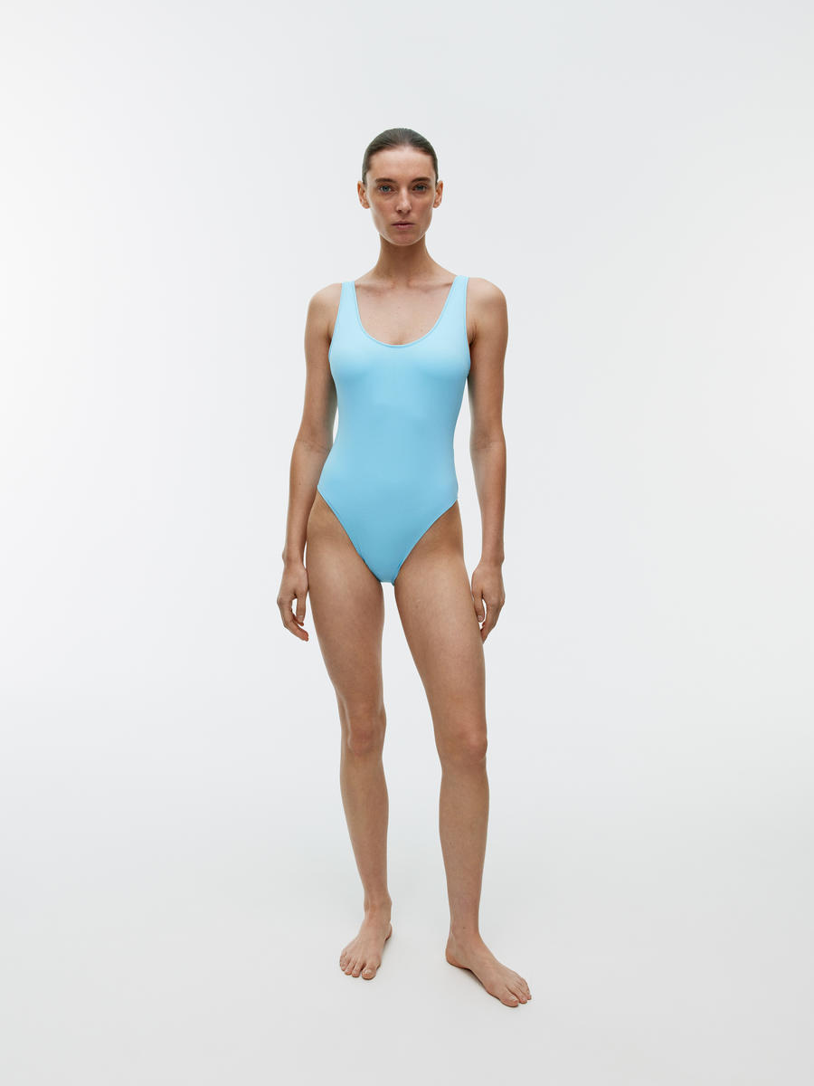 U-Neck Swimsuit - Light Blue - Women - 1223636002